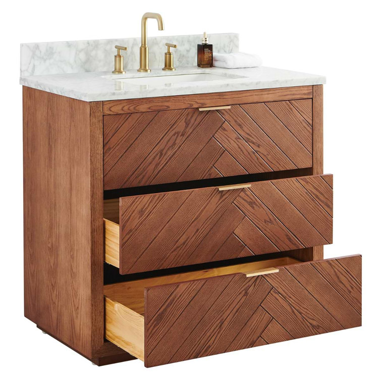 Baker 36" Ash Wood Vanity with Carrara Marble Top