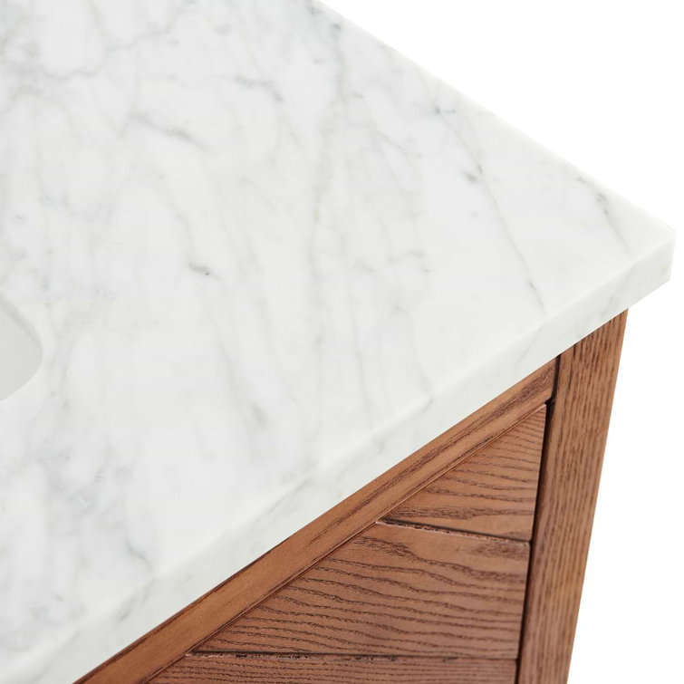 Baker 36" Ash Wood Vanity with Carrara Marble Top
