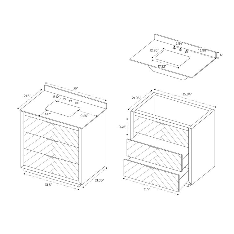 Baker 36" Ash Wood Vanity with Carrara Marble Top