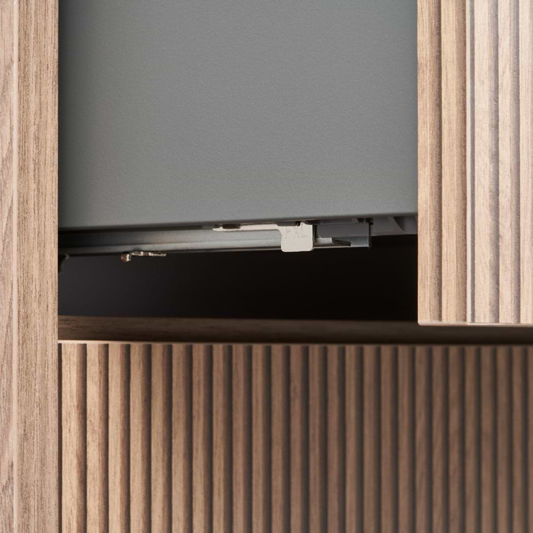 Demeter Medium Brown MDF Wall Mounted Vanity with White Ceramic Sink