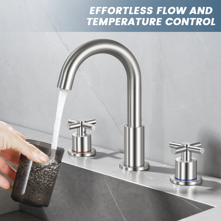 Brushed Nickel Double Handle High Arc Bathroom Faucet