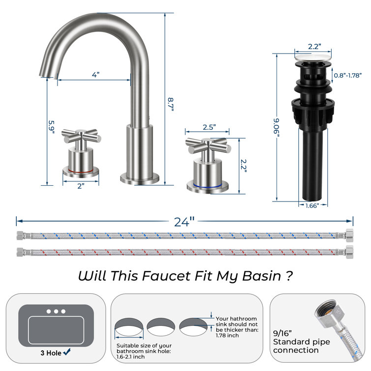 Brushed Nickel Double Handle High Arc Bathroom Faucet