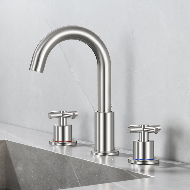 Brushed Nickel Double Handle High Arc Bathroom Faucet