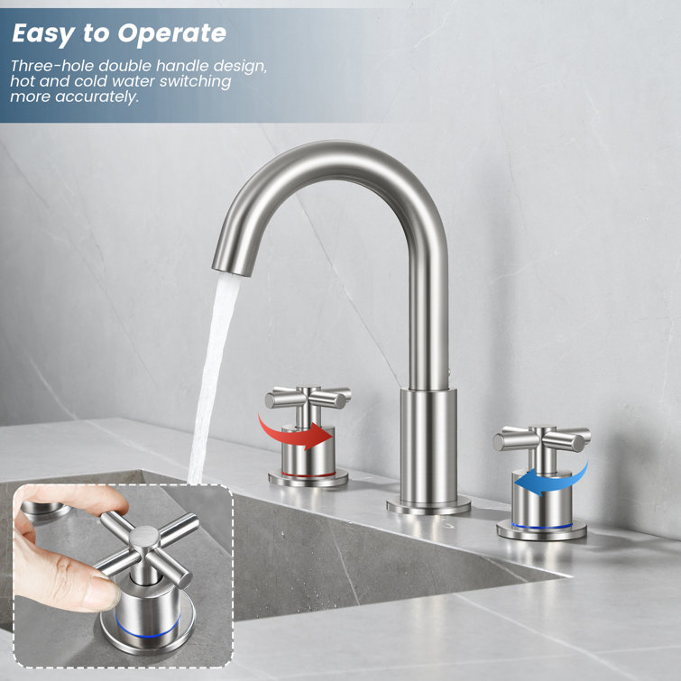 Brushed Nickel Double Handle High Arc Bathroom Faucet