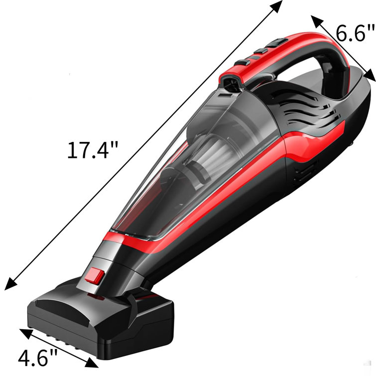 Red Cordless Handheld Vacuum with Reusable Filter for Pet Hair