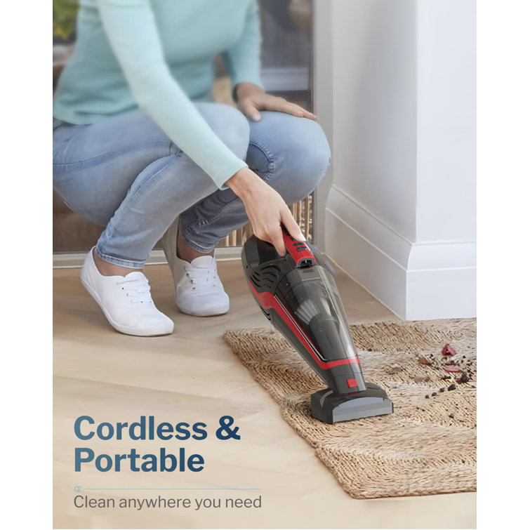 Red Cordless Handheld Vacuum with Reusable Filter for Pet Hair