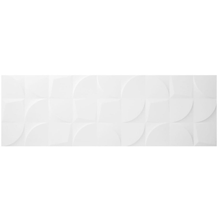 Angela Harris 12" x 35" White Ceramic Patterned Wall Tile
