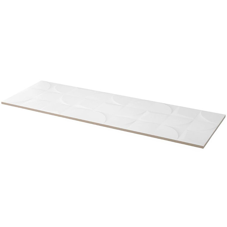 Angela Harris 12" x 35" White Ceramic Patterned Wall Tile