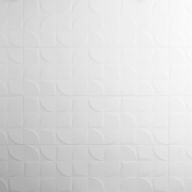 Angela Harris 12" x 35" White Ceramic Patterned Wall Tile