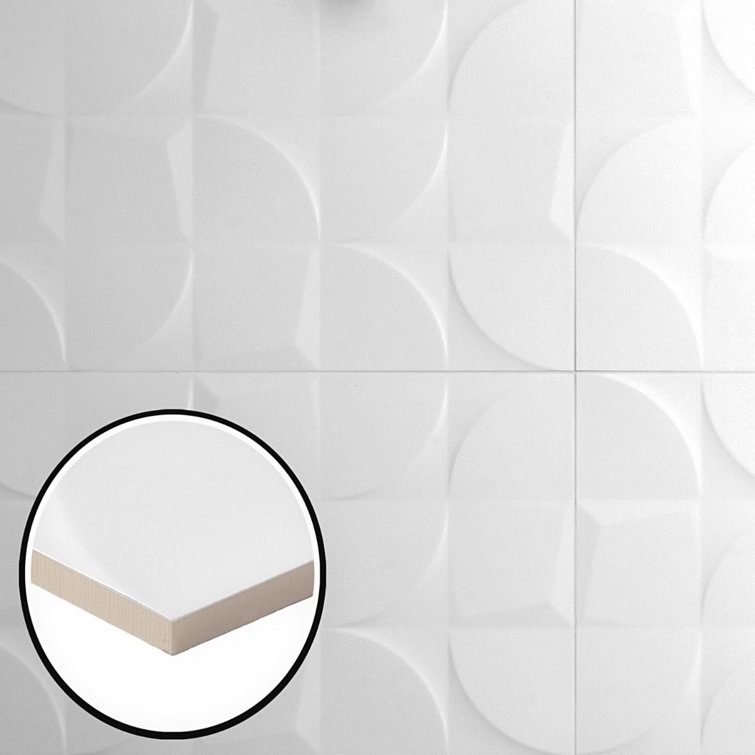 Angela Harris 12" x 35" White Ceramic Patterned Wall Tile