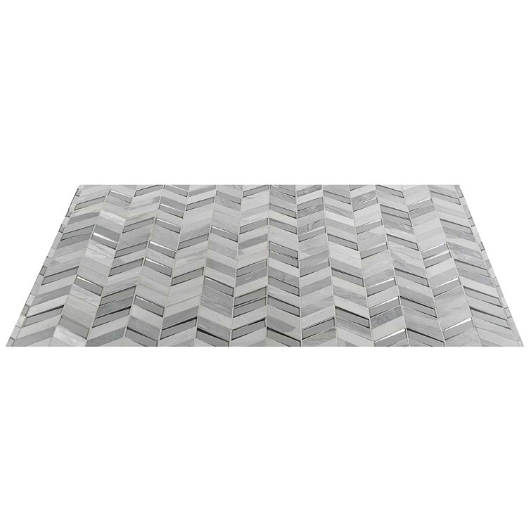 Verona Polished Gray Marble Chevron Mosaic Tile