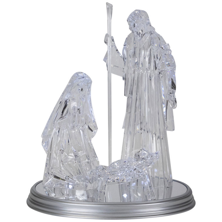 17" Clear Acrylic LED Lighted Holy Family Nativity Scene