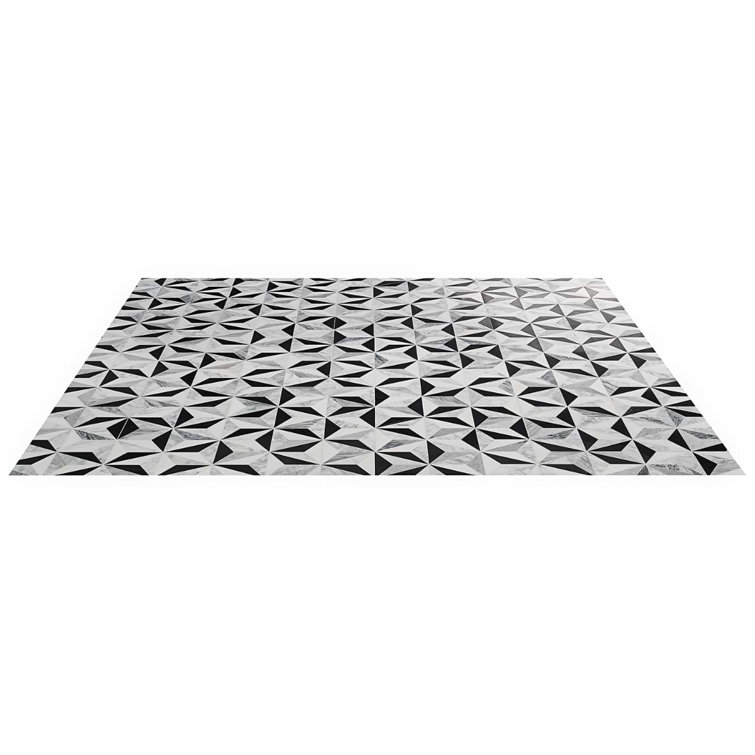 Phantom Black and White Geometric Marble Mosaic Tile