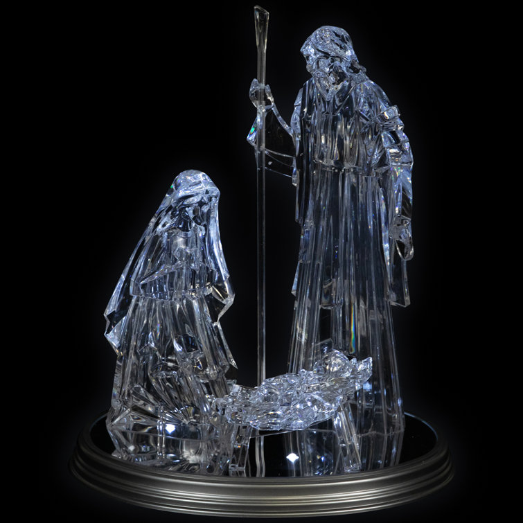 17" Clear Acrylic LED Lighted Holy Family Nativity Scene