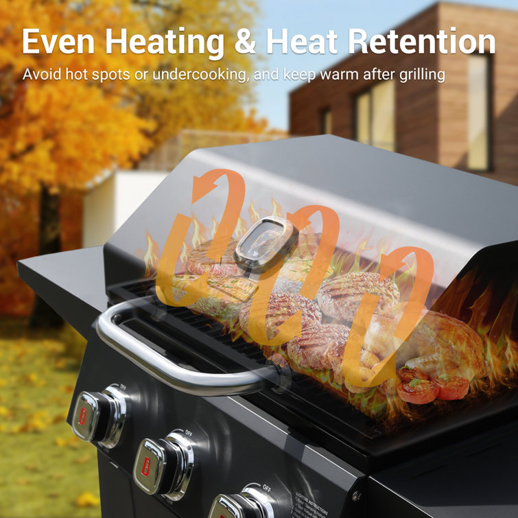 Black Stainless Steel 3-Burner Propane Gas Grill with Built-In Thermometer