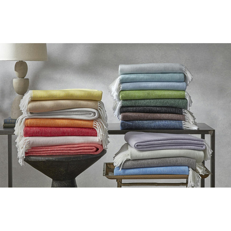 Silver Cotton Weighted Throw with Fringe Trim