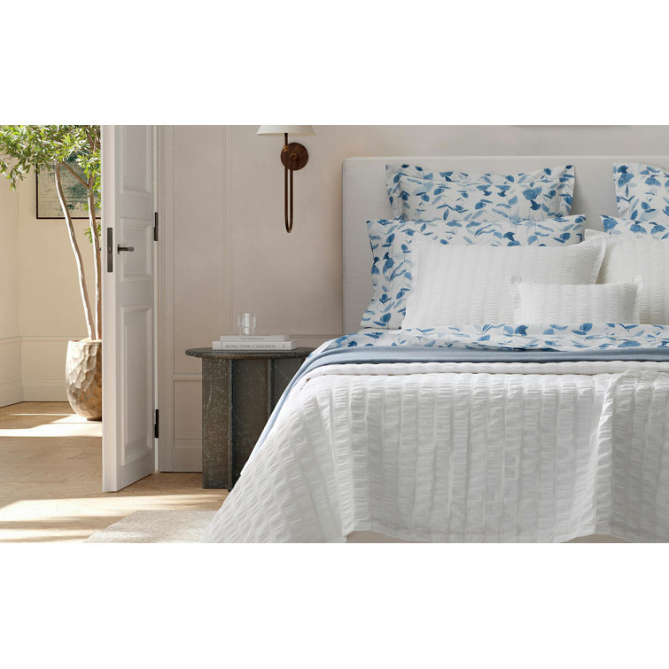 Seersucker Basketweave Full/Queen Cotton Duvet Cover - White