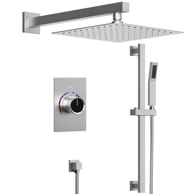 10" Brushed Nickel Adjustable Rainfall Shower System with Handheld