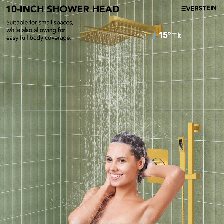 Brushed Gold 10" Rainfall Shower System with Handheld