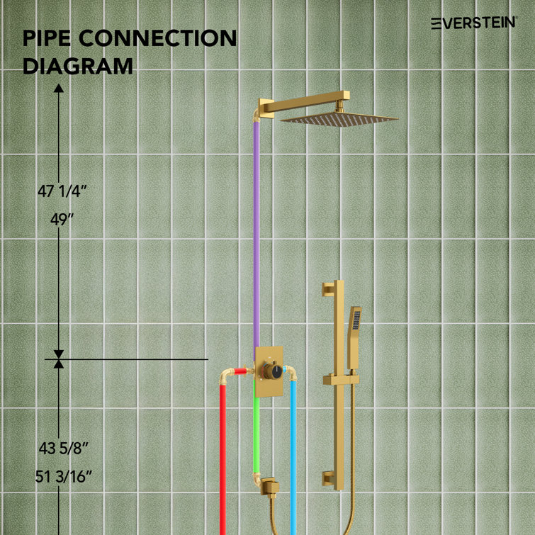 Brushed Gold 10" Rainfall Shower System with Handheld