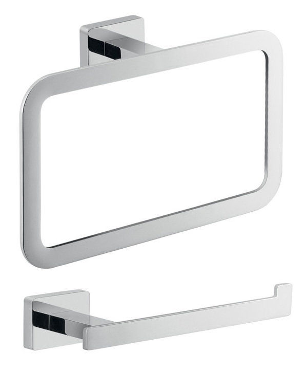 Atena Polished Chrome Modern Bathroom Accessory Set