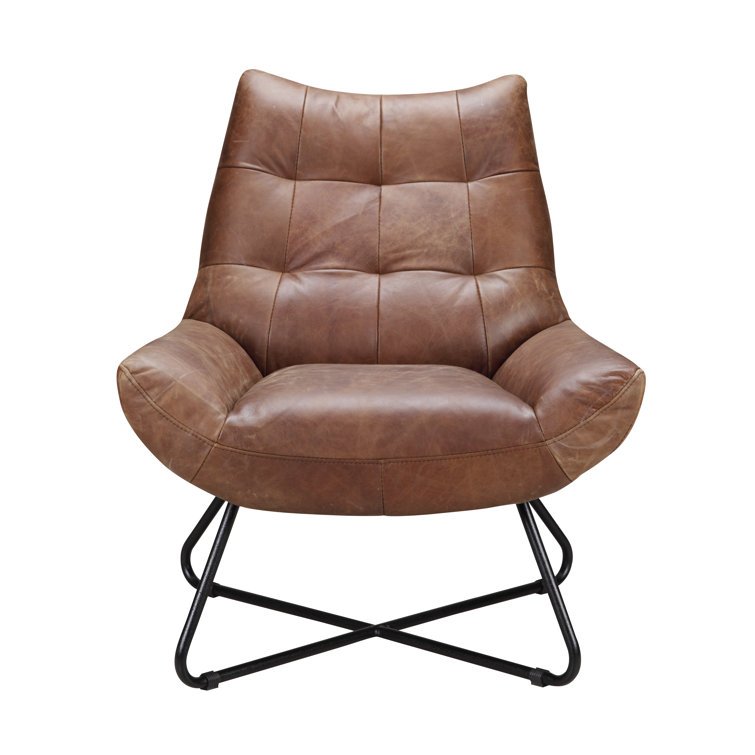 Cappuccino Graduate Leather Lounge Chair with Metal Frame