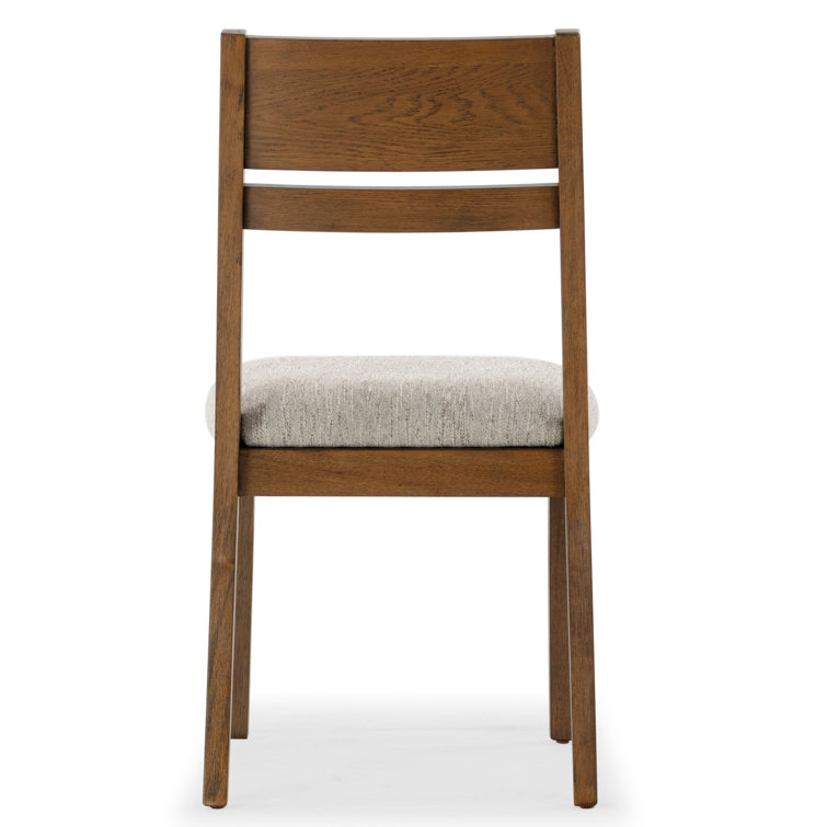 Medium Oak and Light Grey Linen Upholstered Dining Chair Set