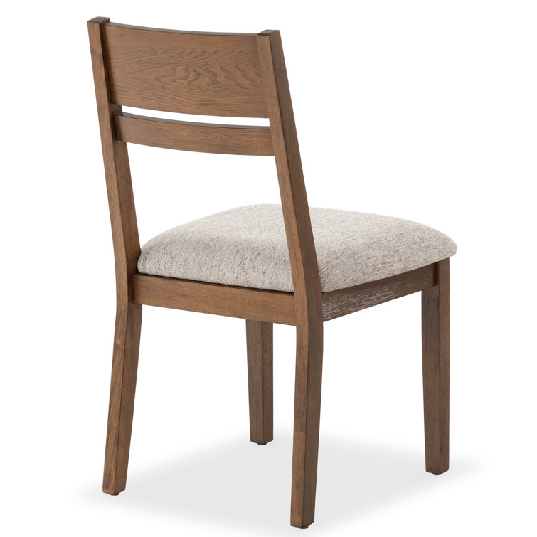 Medium Oak and Light Grey Linen Upholstered Dining Chair Set