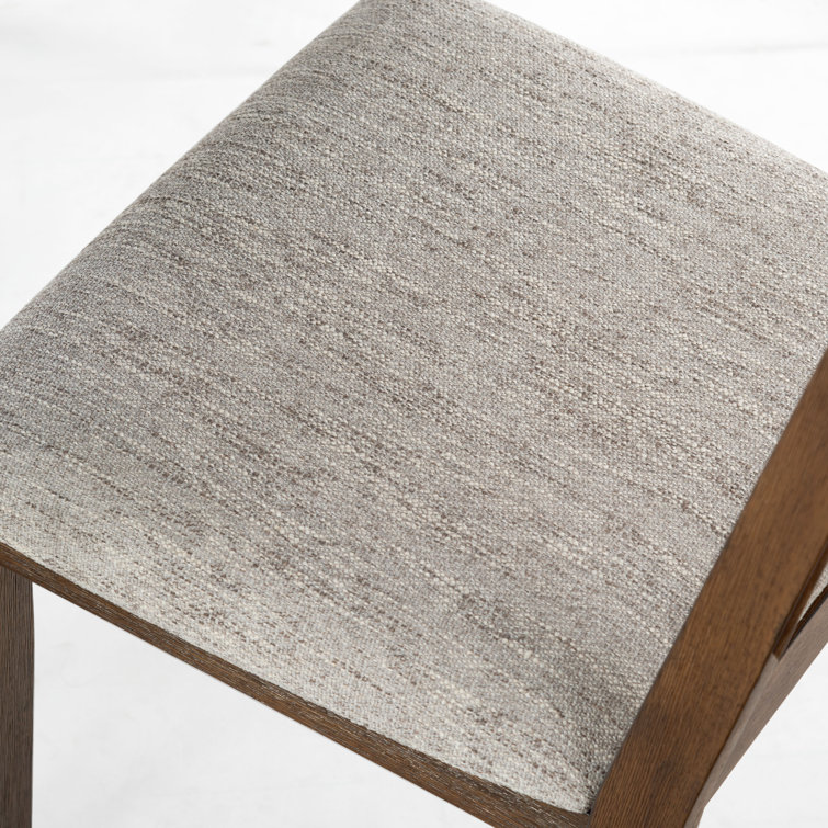 Medium Oak and Light Grey Linen Upholstered Dining Chair Set