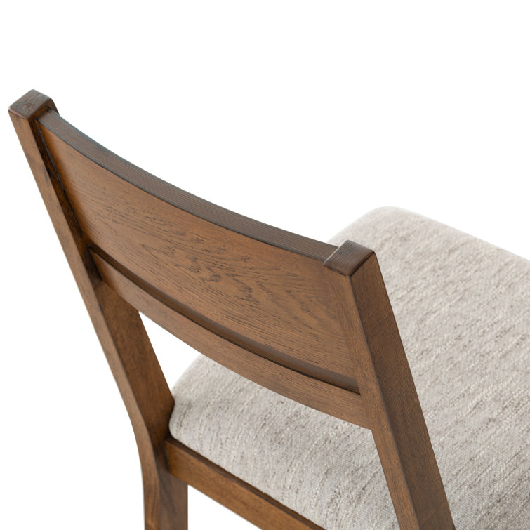 Medium Oak and Light Grey Linen Upholstered Dining Chair Set