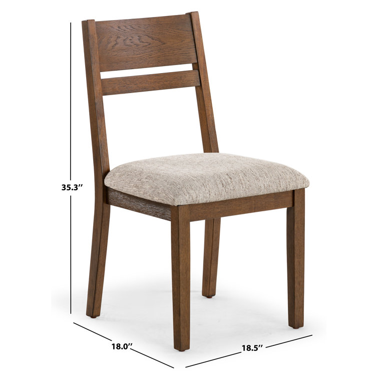 Medium Oak and Light Grey Linen Upholstered Dining Chair Set