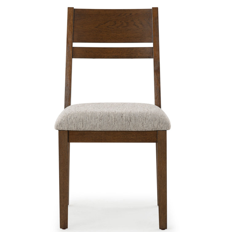 Medium Oak and Light Grey Linen Upholstered Dining Chair Set