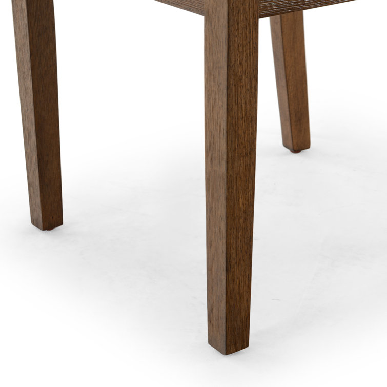 Medium Oak and Light Grey Linen Upholstered Dining Chair Set