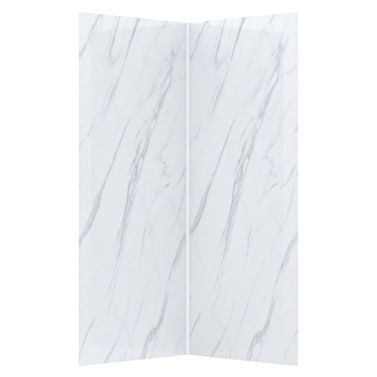 36'' W x 79'' H Chrome Neo-Angle Shower Kit with Marble Finish