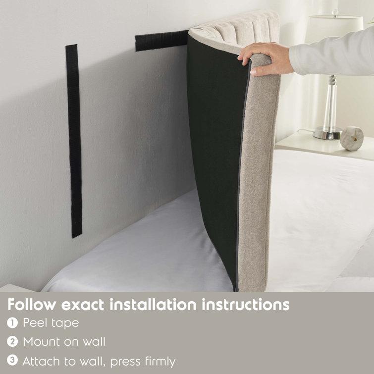 Beige Twin Upholstered Tufted Wall Mounted Headboard