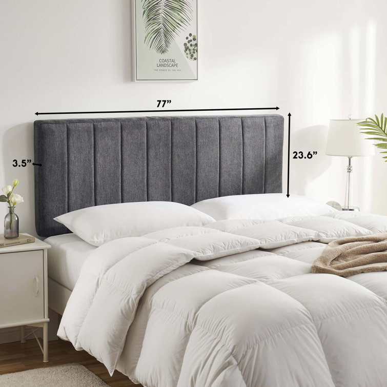 Gray Upholstered King Tufted Wall-Mounted Headboard