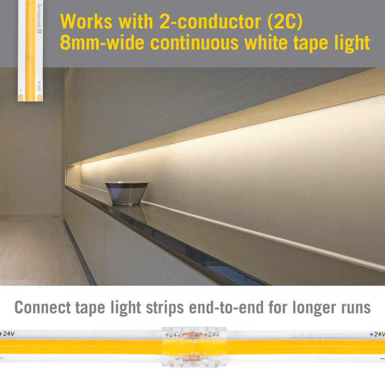 Clear LED 2-Pin COB Tape to Tape Splice Connectors (5 Pack)