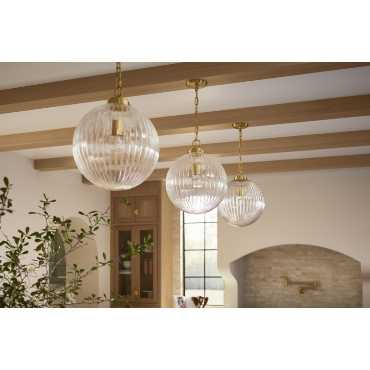 Embra Brushed Nickel 14" Glass Pendant Light