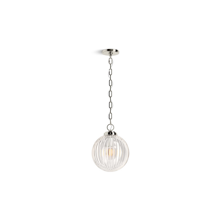 Polished Nickel Glass Globe LED Pendant Light