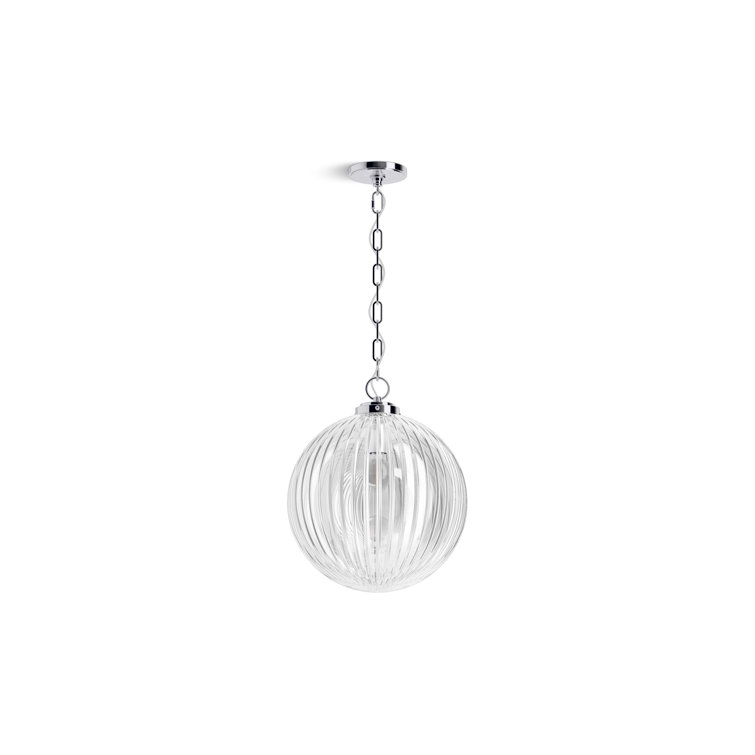 Polished Chrome 14" Glass Globe Pendant Light
