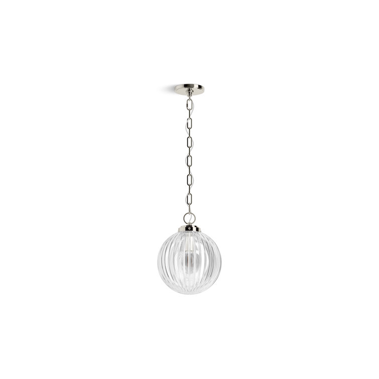 Polished Nickel Glass Globe LED Pendant Light
