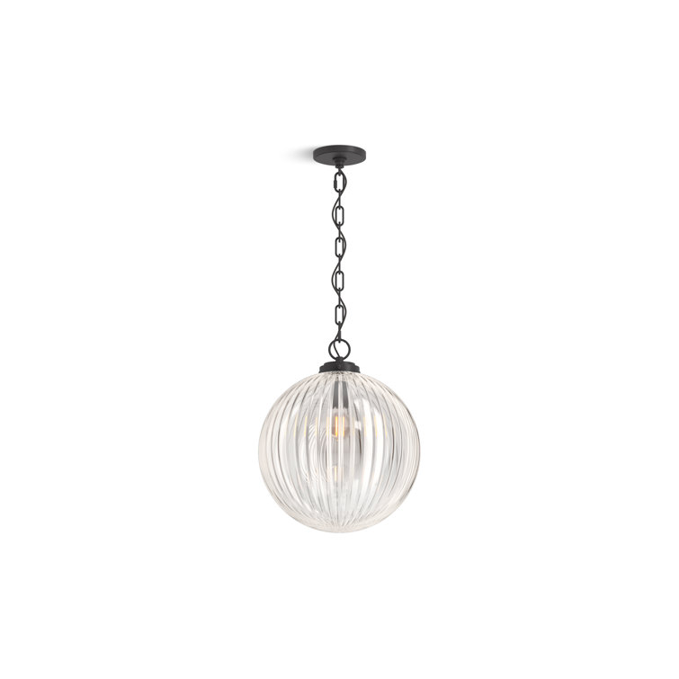 Embra Matte Black 14" Glass LED Pendant Light