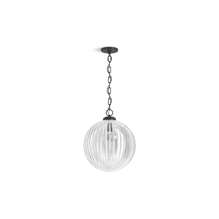Embra Matte Black 14" Glass LED Pendant Light