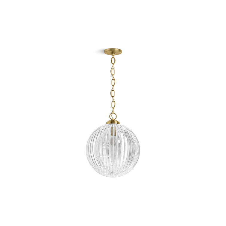 Embra 14" Glass Pendant with Brushed Brass Finish