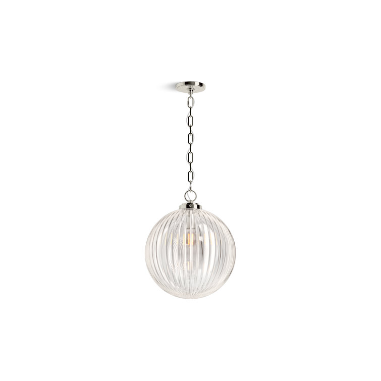 Polished Nickel 14" Glass Globe Pendant Light