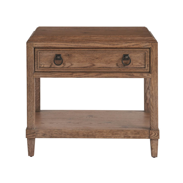 Hayes Brown Wood 1-Drawer Nightstand with Metal Ring Pulls