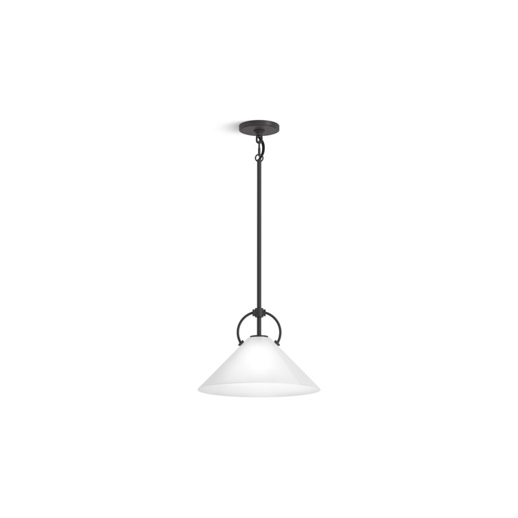 Kernen Matte Black 14" Glass LED Pendant Light