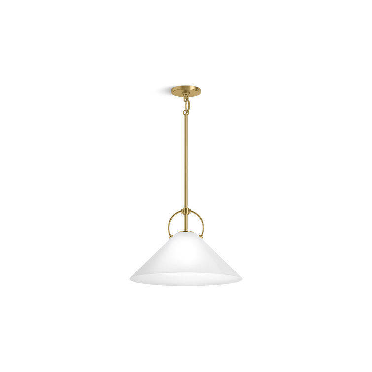 Kernen 18" Brushed Brass and Milk Glass Pendant Light