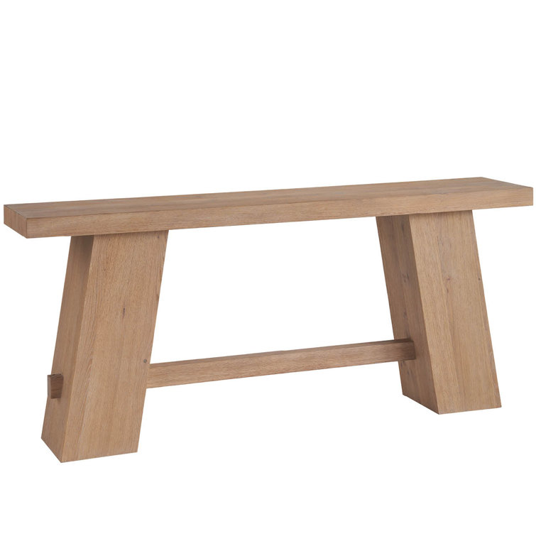 Tan Solid Wood Console Table with Angled Legs