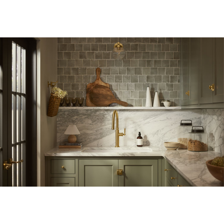 Vibrant Brushed Moderne Brass Pull-Down Kitchen Faucet